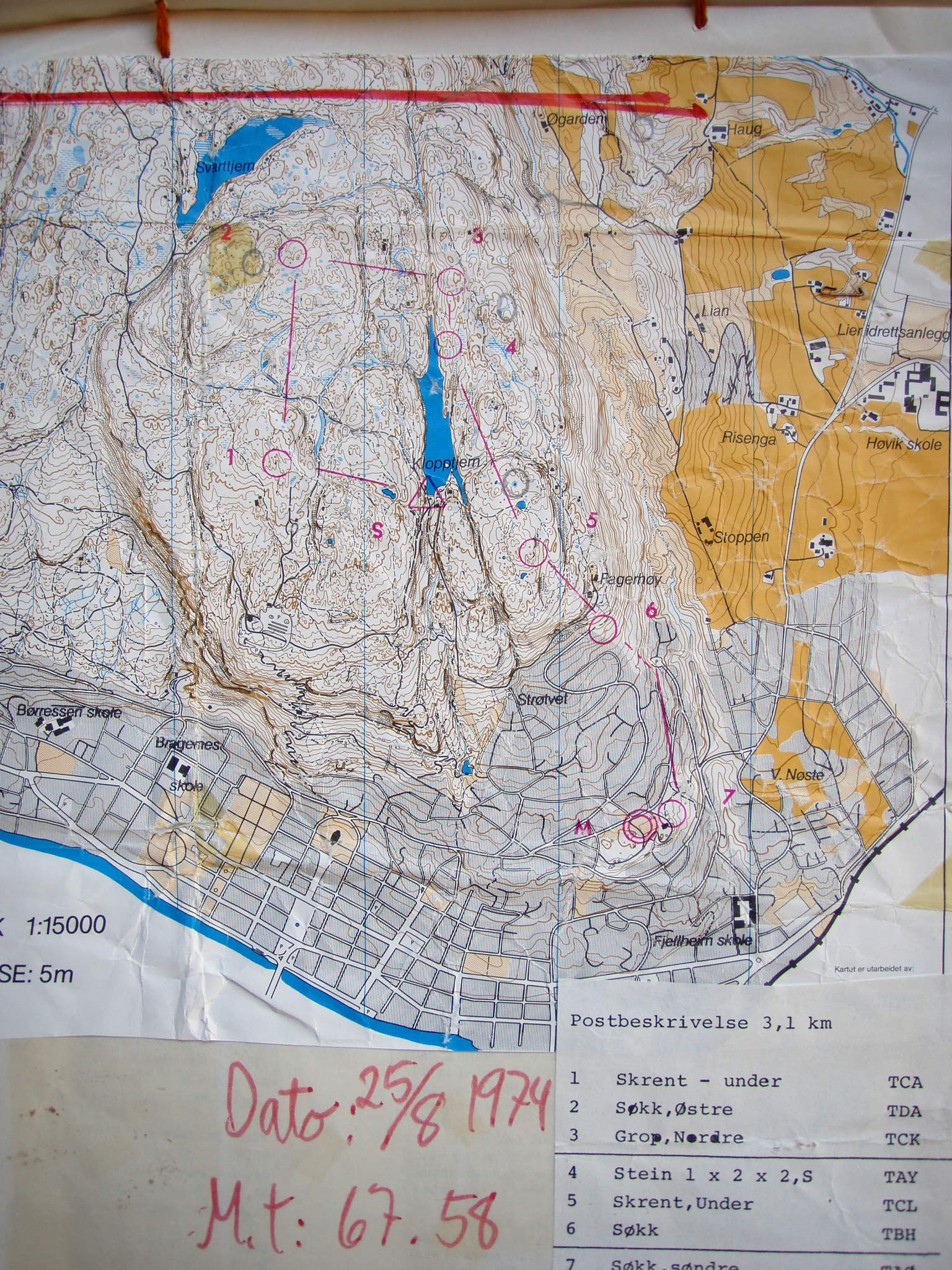 Toppenhaug IF's nasjonale o-løp (25.08.1974)